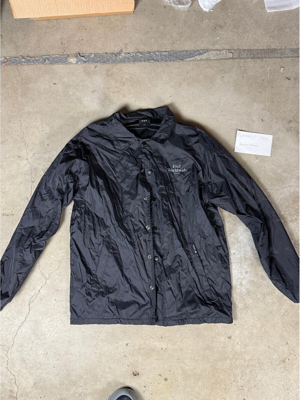 HUF Worldwide Floral Logo Coaches Jacket Black Men's Medium Streetwear